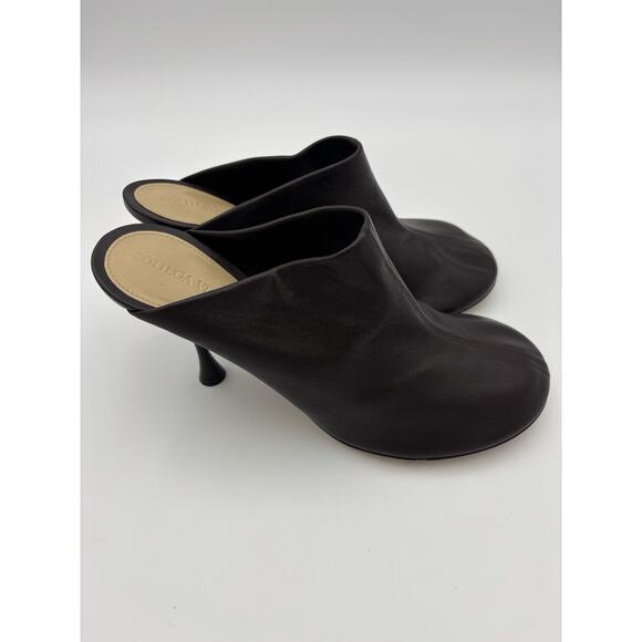 Authentic Bottega Veneta Dot Sock Mule Clog Black Leather Size 39 Toy Heel - Picture 4 of 12